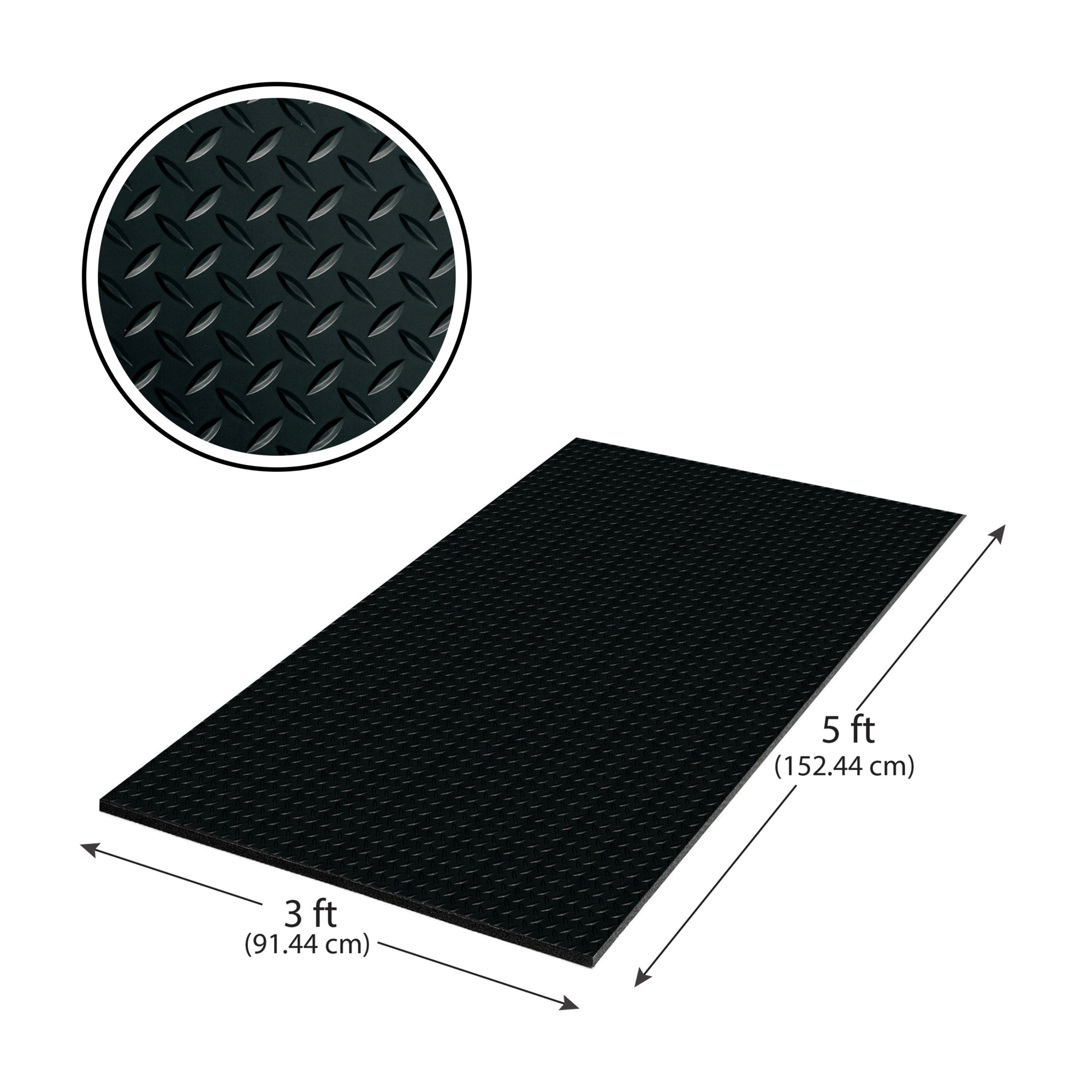 G-Floor Cushioned  Diamond Tread 3' x 5' - Midnight Black - Durable, Easy to Clean - AF58DT35MB